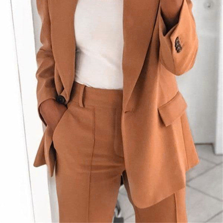 Lapel Blazer & Slim-Fit Trousers Two-Piece Suit – 10 Colors XS–5XL