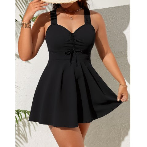 Women's Two-Piece Swimsuit Set – Skirted Bikini with Boxer Shorts