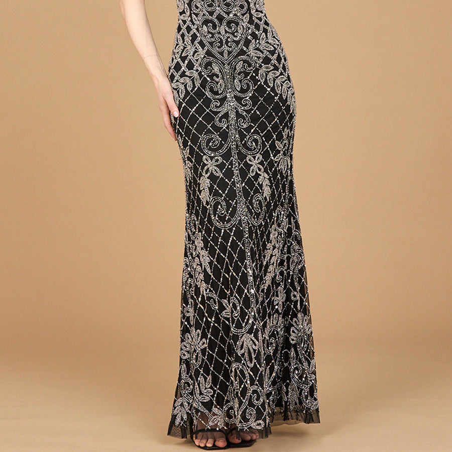 Cap Sleeve Mermaid Beaded Gown
