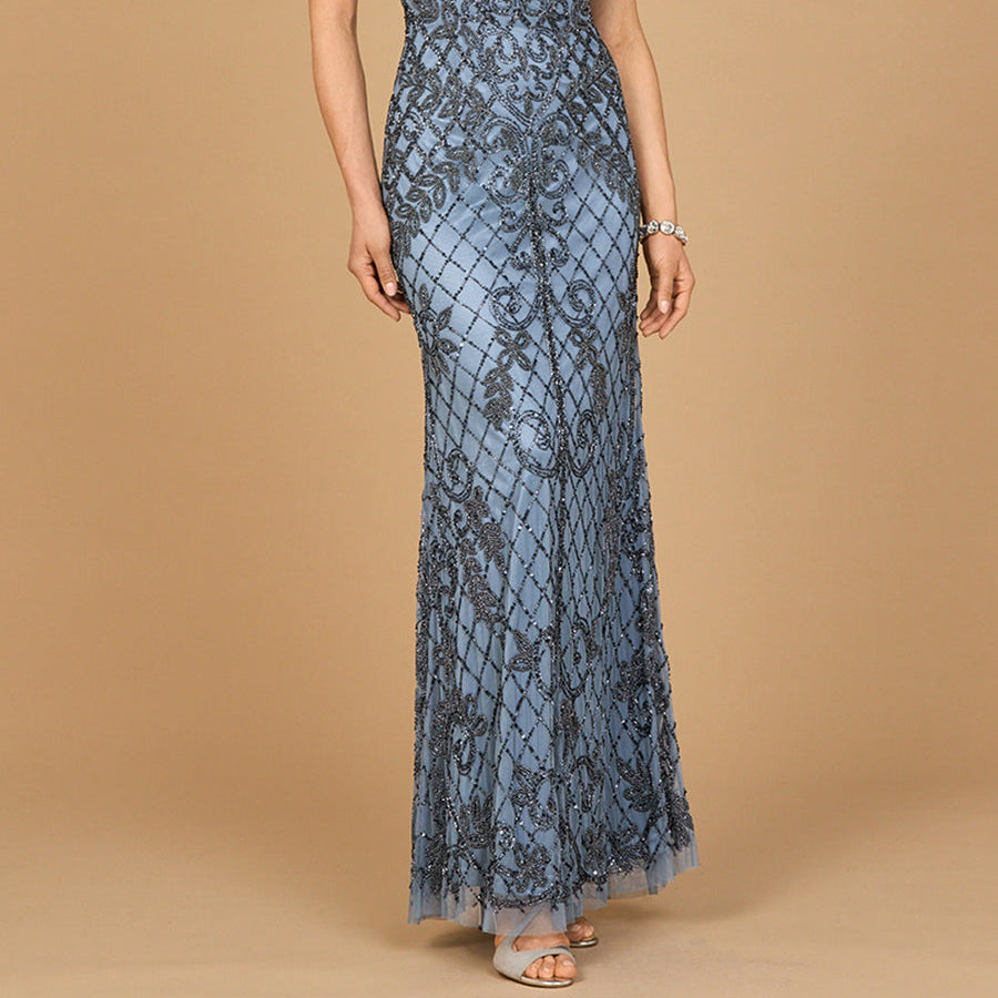 Cap Sleeve Mermaid Beaded Gown