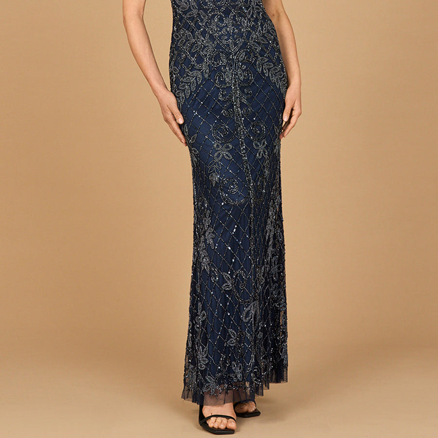 Cap Sleeve Mermaid Beaded Gown
