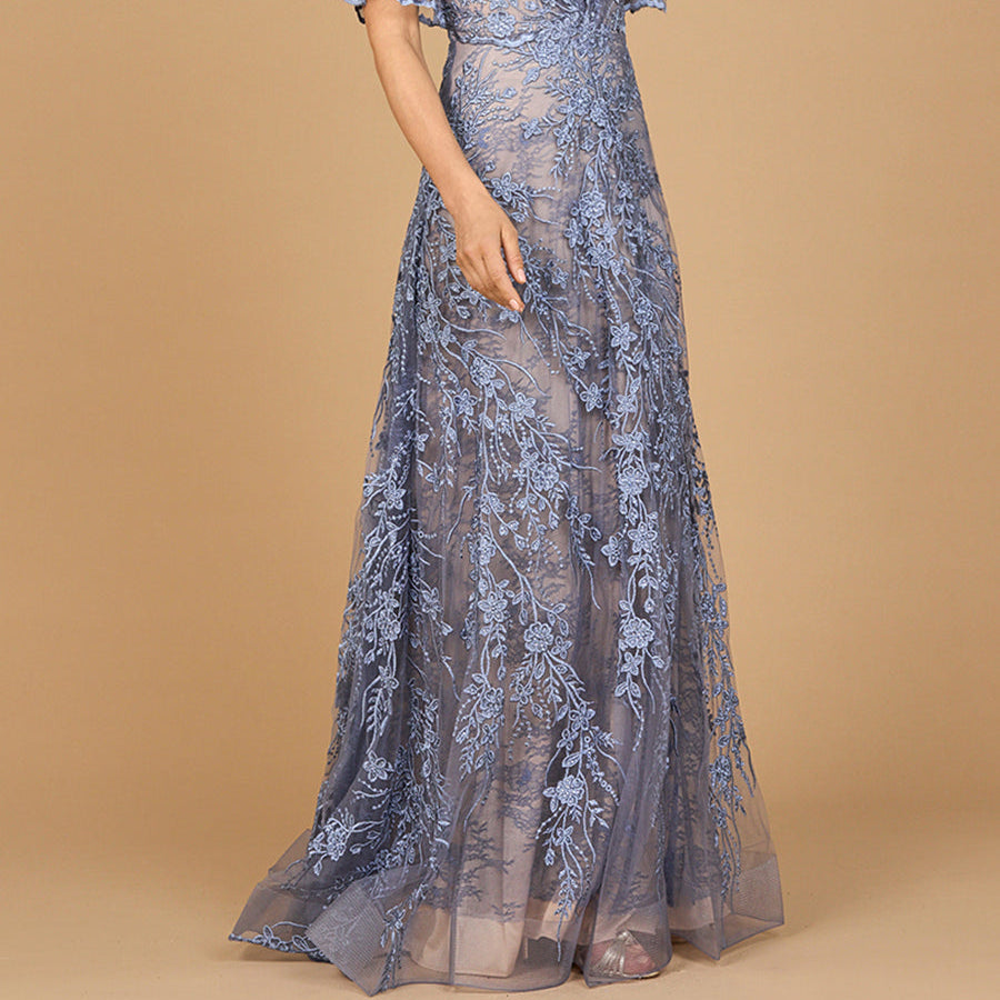 Elegant Cape Sleeve A-line Gown