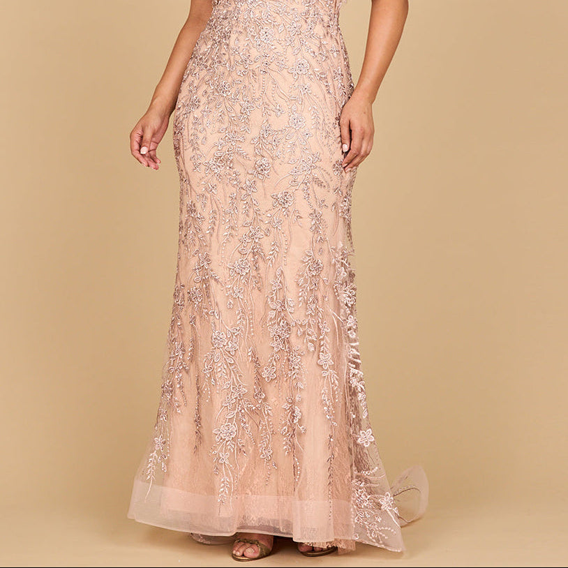 Cap Sleeve Mermaid V-neck Gown