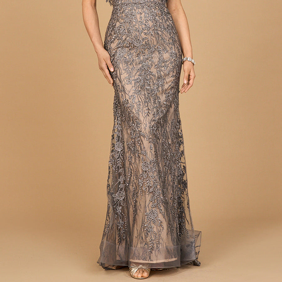 Cap Sleeve Mermaid V-neck Gown