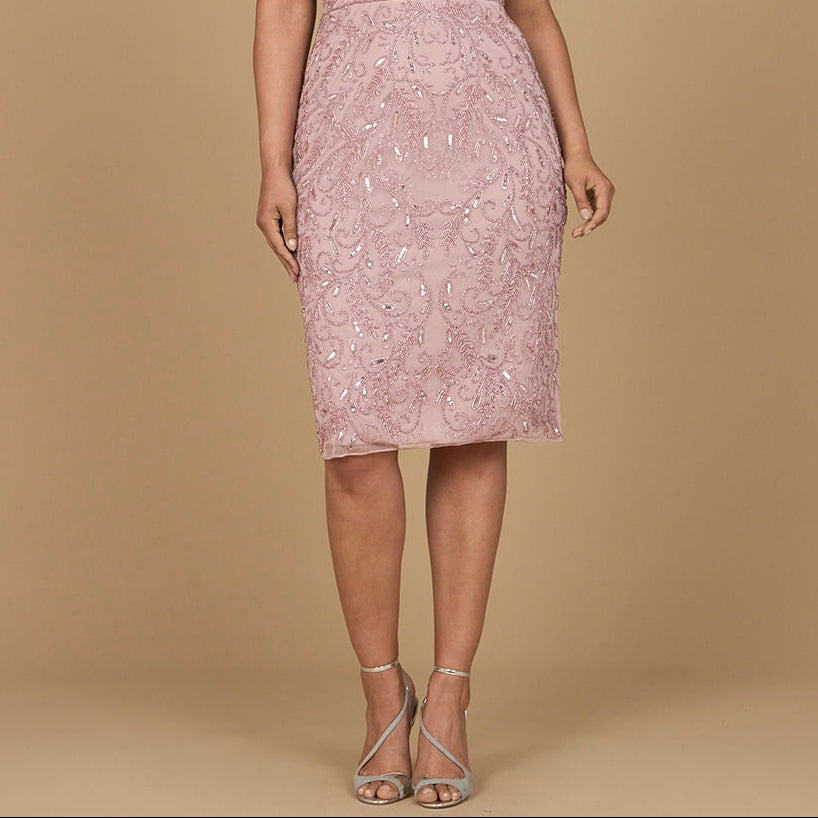 Beaded Midi Dress with Cape Sleeves