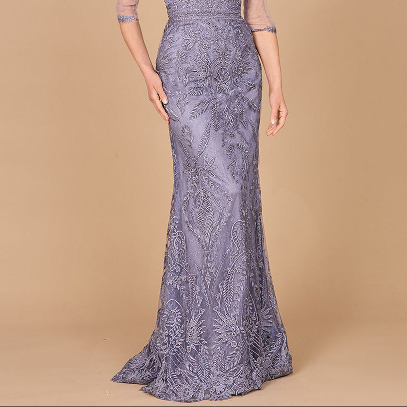 Detachable Half Sleeve Lace Sheath Gown