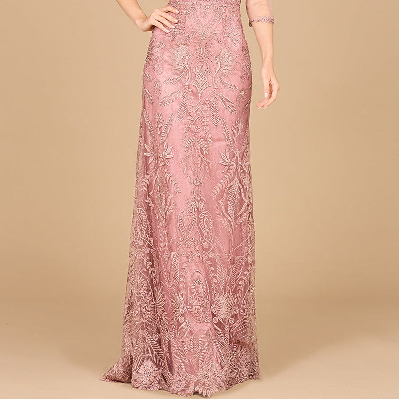 Detachable Half Sleeve Lace Sheath Gown