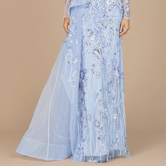 Asymmetrical Overlay Gown with Sleeves