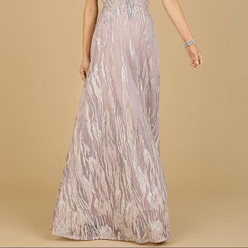 Cape Sleeve V-Neck Gown - OUTLET