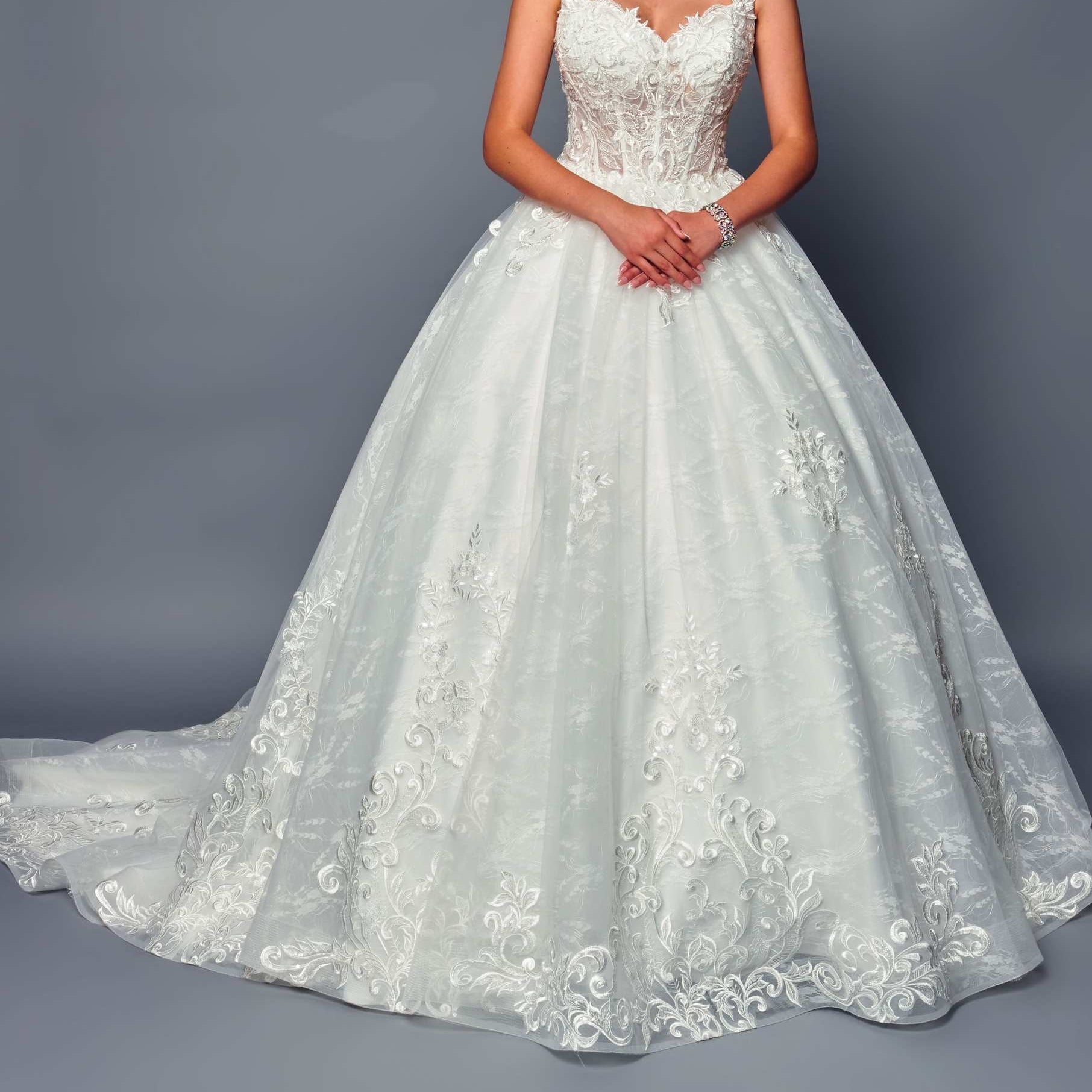 DeKlaire Bridal 489 Wedding Dress V-Neck A-Line Ball Gown