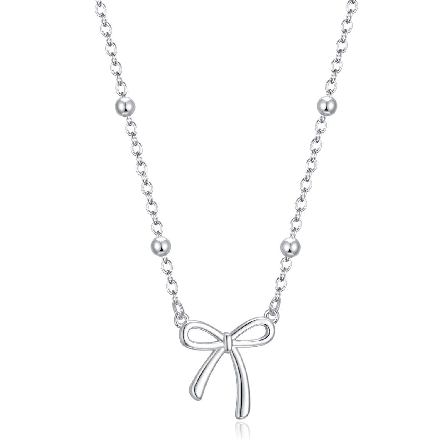 Thaivor Necklace for Women Dainty Bow Necklace 14K Gold Plated Cute Choker Small Pendant Charm Necklaces Teen Gift Trendy Stuff Personalized Jewelry Gifts