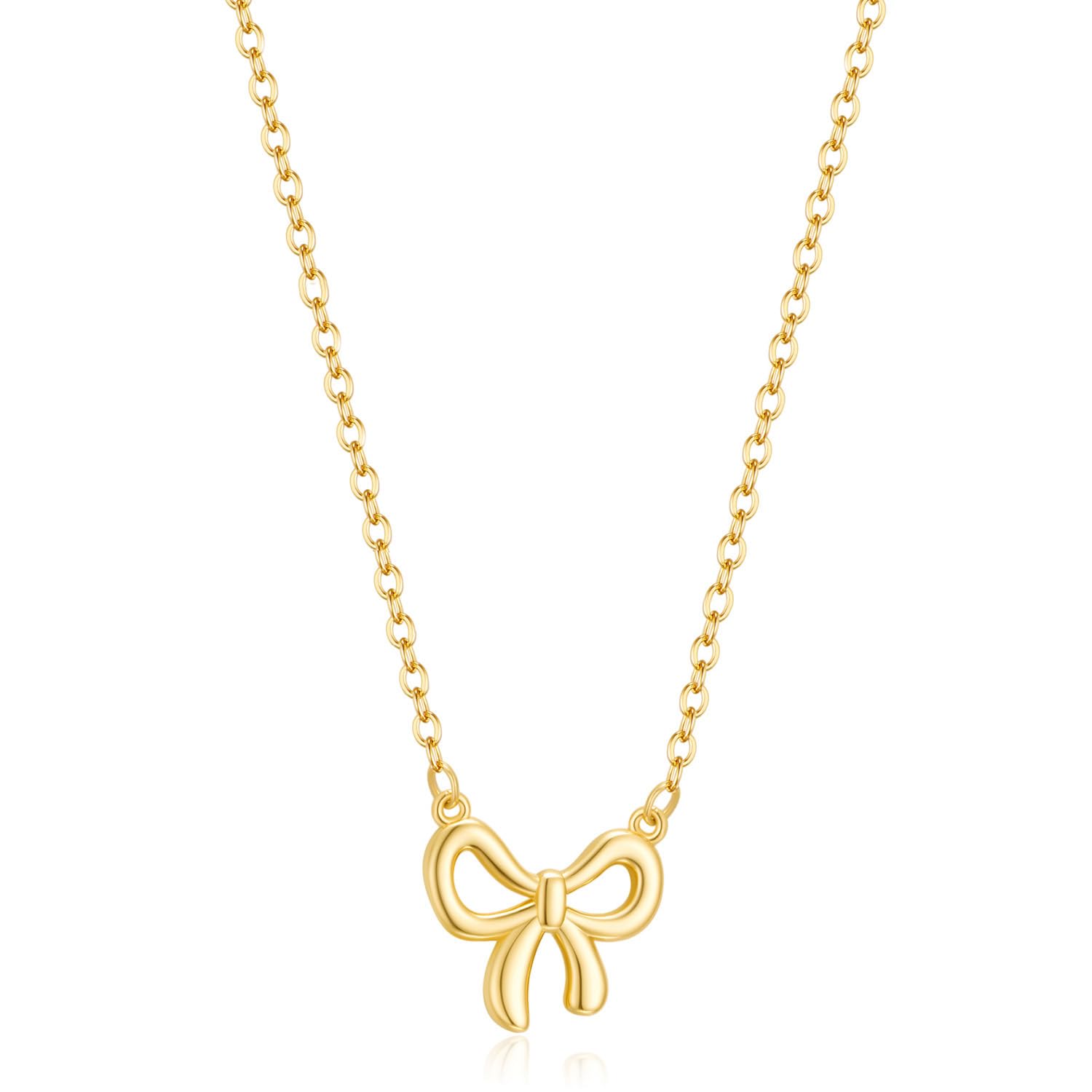 Thaivor Necklace for Women Dainty Bow Necklace 14K Gold Plated Cute Choker Small Pendant Charm Necklaces Teen Gift Trendy Stuff Personalized Jewelry Gifts