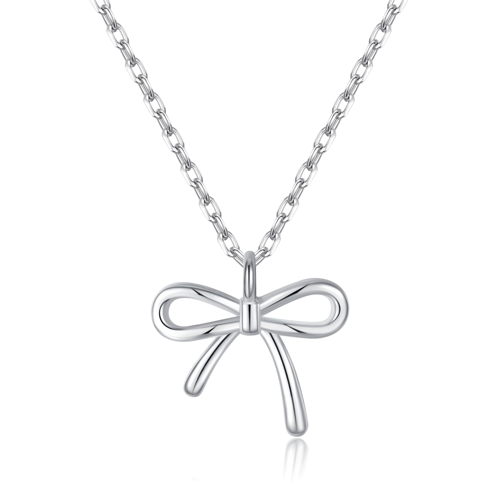 SLUYNZ Solid 925 Sterling Silver Bow Choker Necklace for Women Teens Simple Bowknot Pendant Necklace
