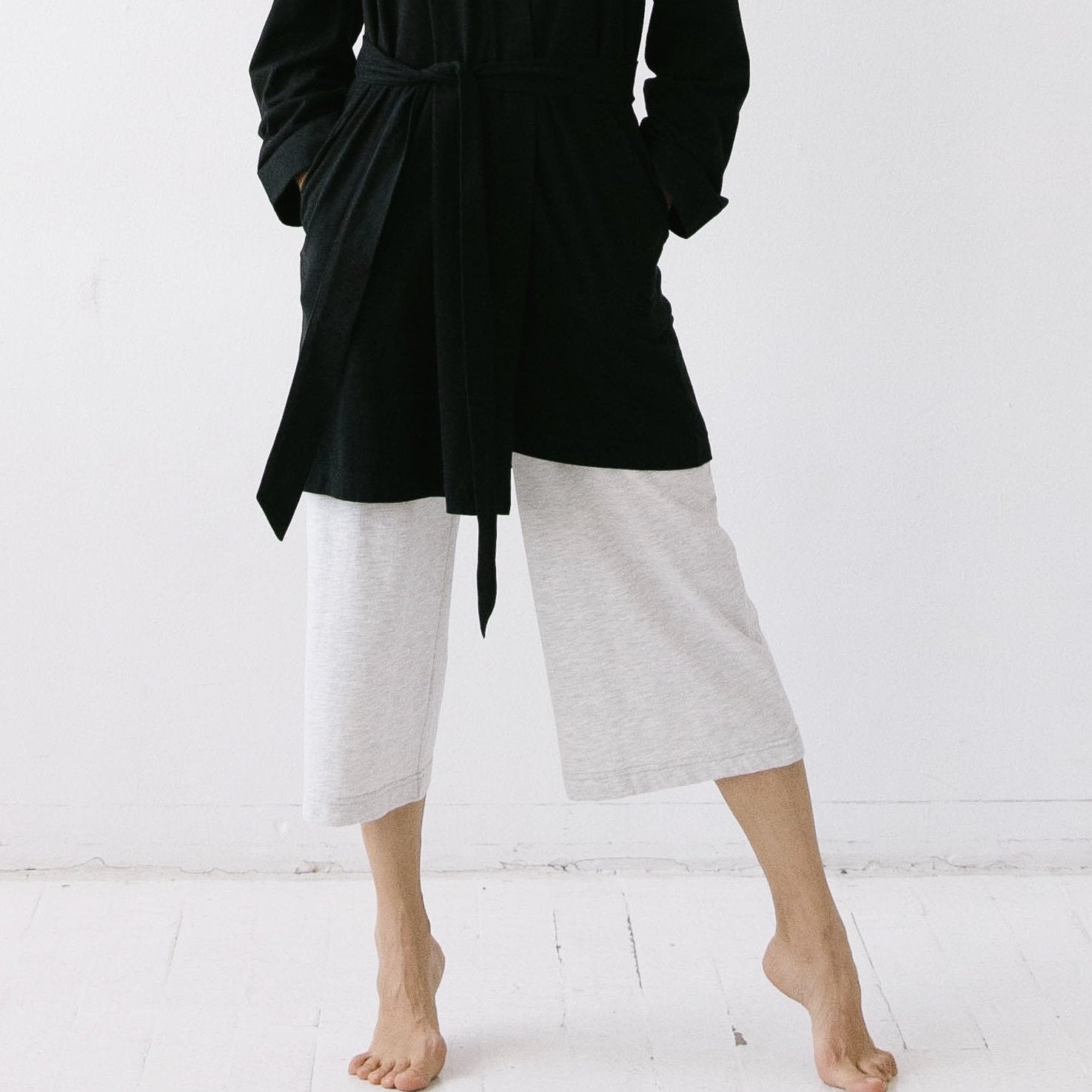 Short Travel Robe in Pima Cotton
