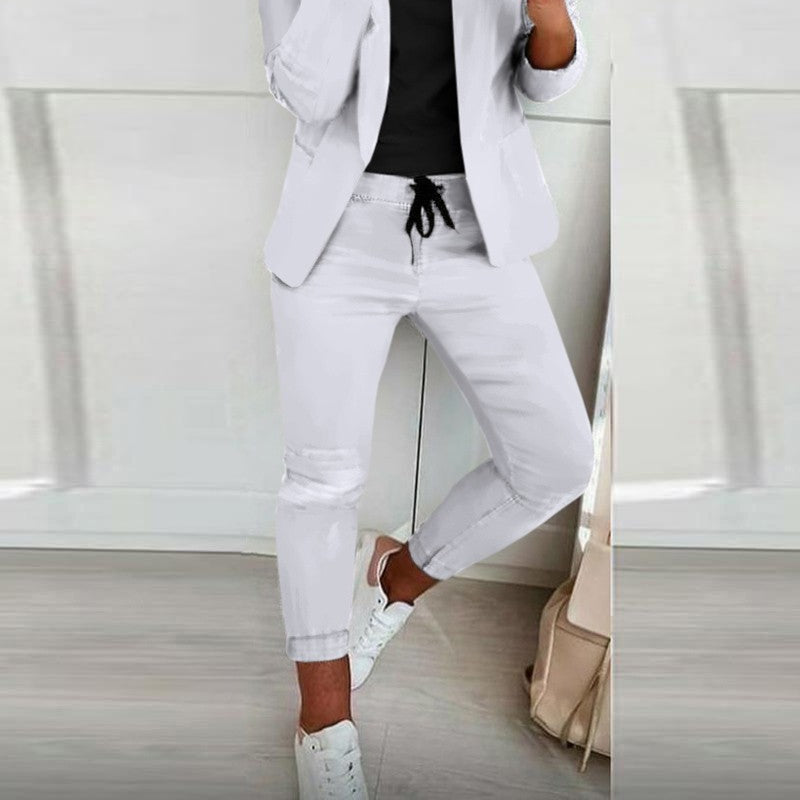 Lapel Blazer & Drawstring Trousers OL Suit – 12 Colors XS–3XL