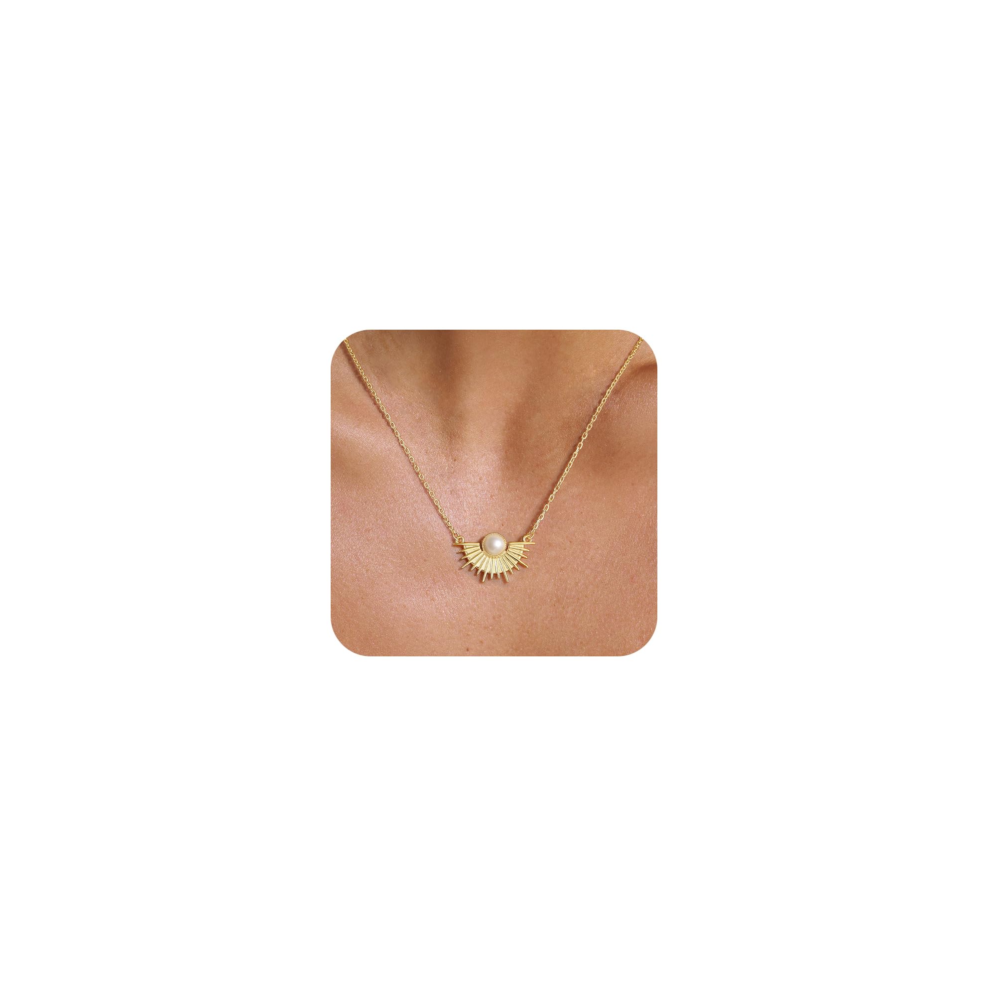 CHESKY Layered Necklaces for Women Trendy, Dainty 14k Gold Plated Pendant Necklace Layering Necklace for Women Non Tarnish Hypoallergenic Sun Gold Necklace Stack Gold Jewelry for Women Gifts