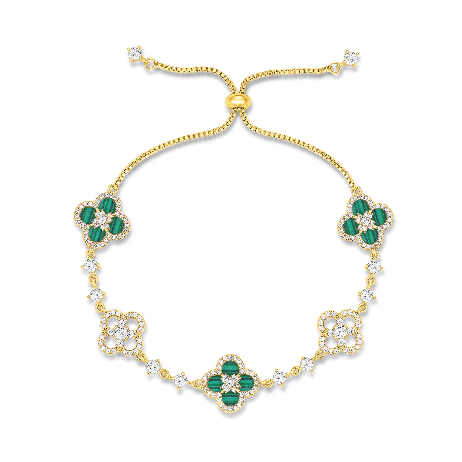 Women's 18K Gold Plated Clover Bracelet with Natural Shell - Four Leaf Lucky Charm Dainty Link Bracelets Jewelry for Women, Trendy Birthday/Mother's Day Gift