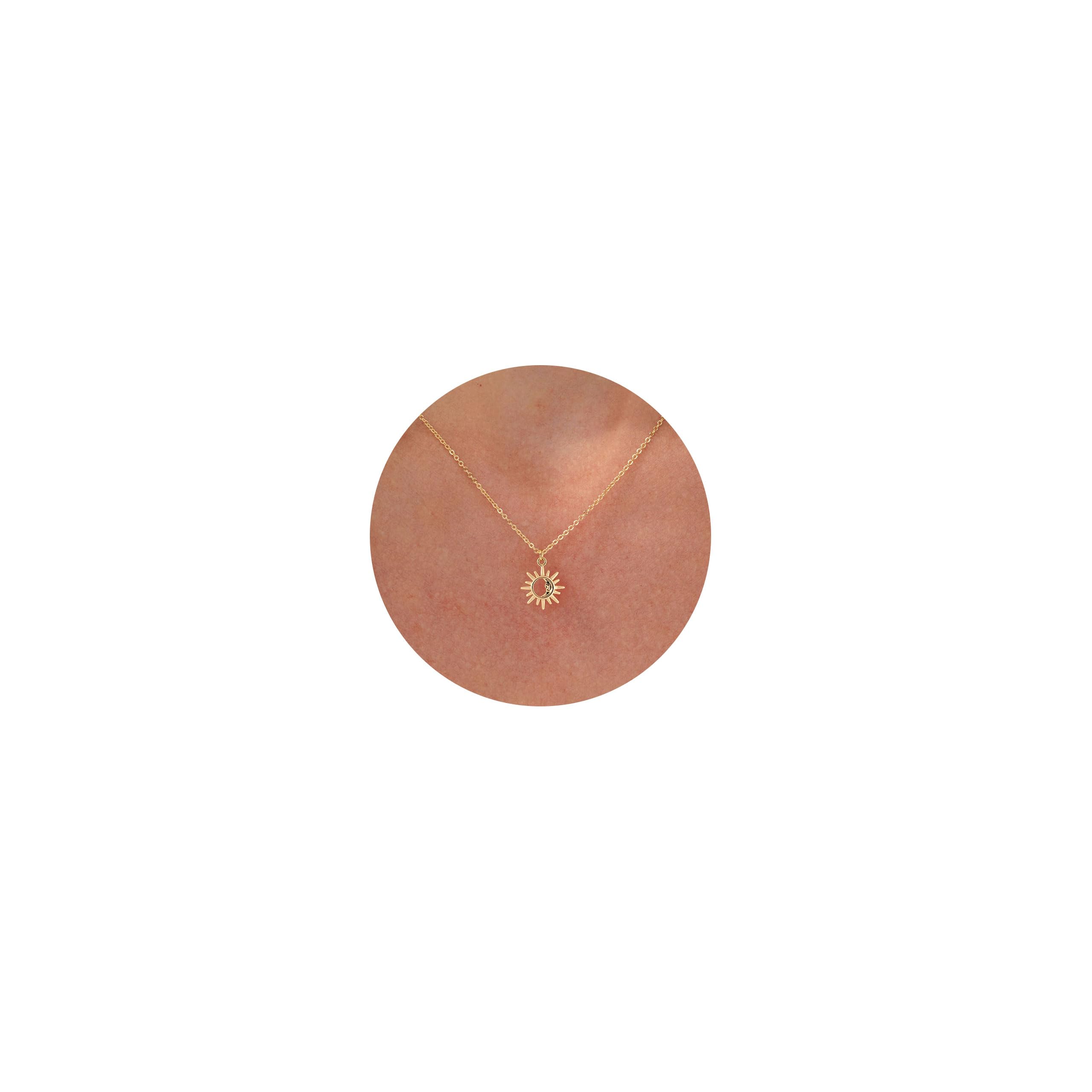 VRIUA Gold Necklace for Women - 14K Gold Plated Dainty Italian Horn Star of David Butterfly Bow Sun Lotus Volleyball Baseball Cowboy Boots Necklace Jewelry Everyday for Women