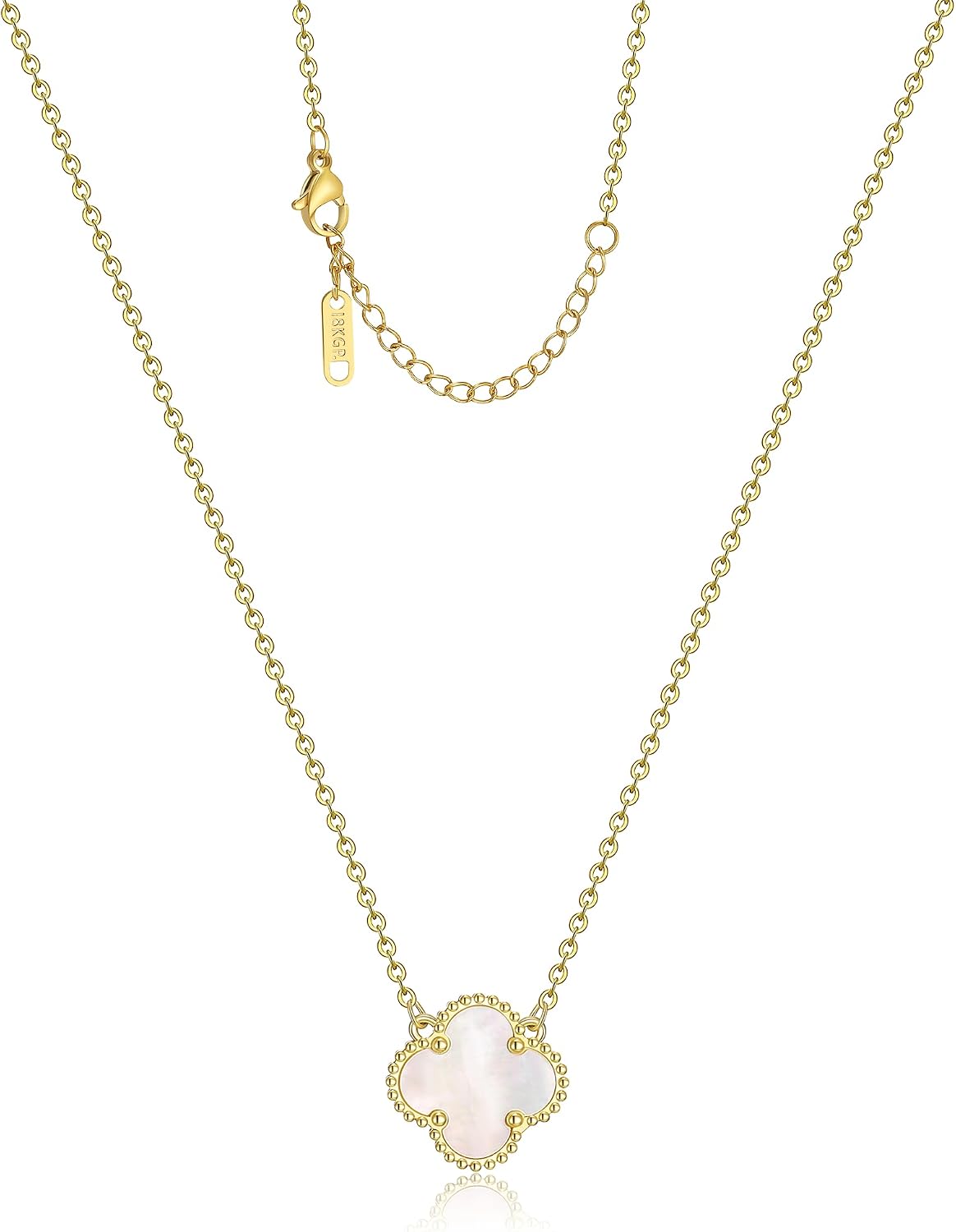 AIPPK Clover Pendant Necklace 18K Gold Plated Four Leaf Clover Necklaces Lucky Simple Jewelry Gifts for Women