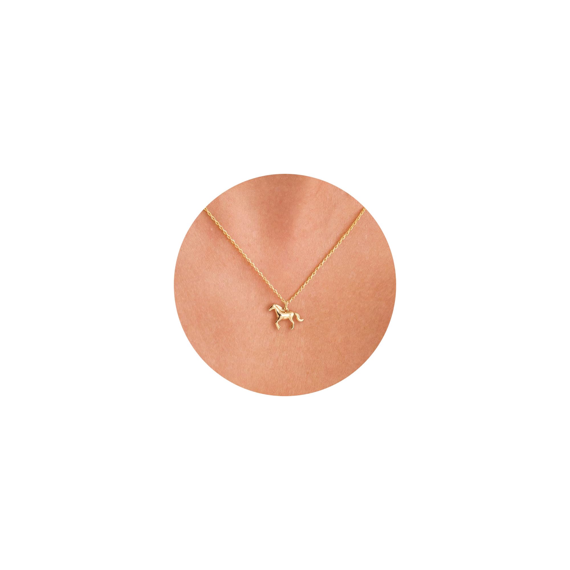 VRIUA Gold Necklace for Women - 14K Gold Plated Dainty Italian Horn Star of David Butterfly Bow Sun Lotus Volleyball Baseball Cowboy Boots Necklace Jewelry Everyday for Women