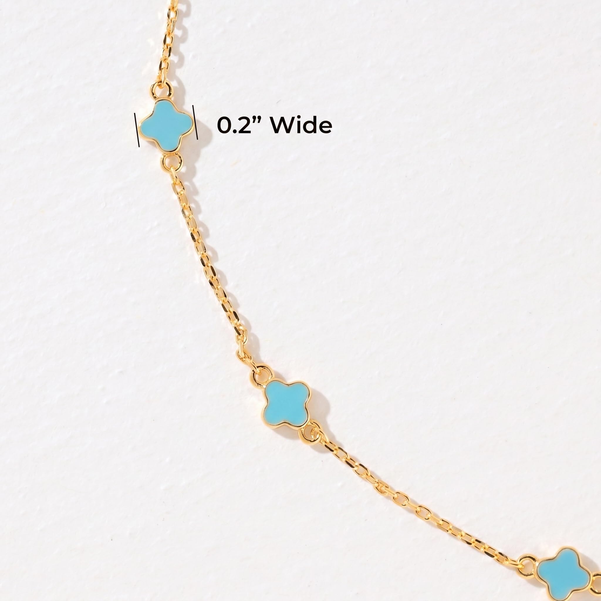 Billet-doux 14K Dainty Gold Plated Tiny Clovers Necklace For Women, Colorful Dainty Very Small 4-Leaf Clovers Gold Plated Choker Necklace, Stackable Jewelry Gifts Perfect for Her