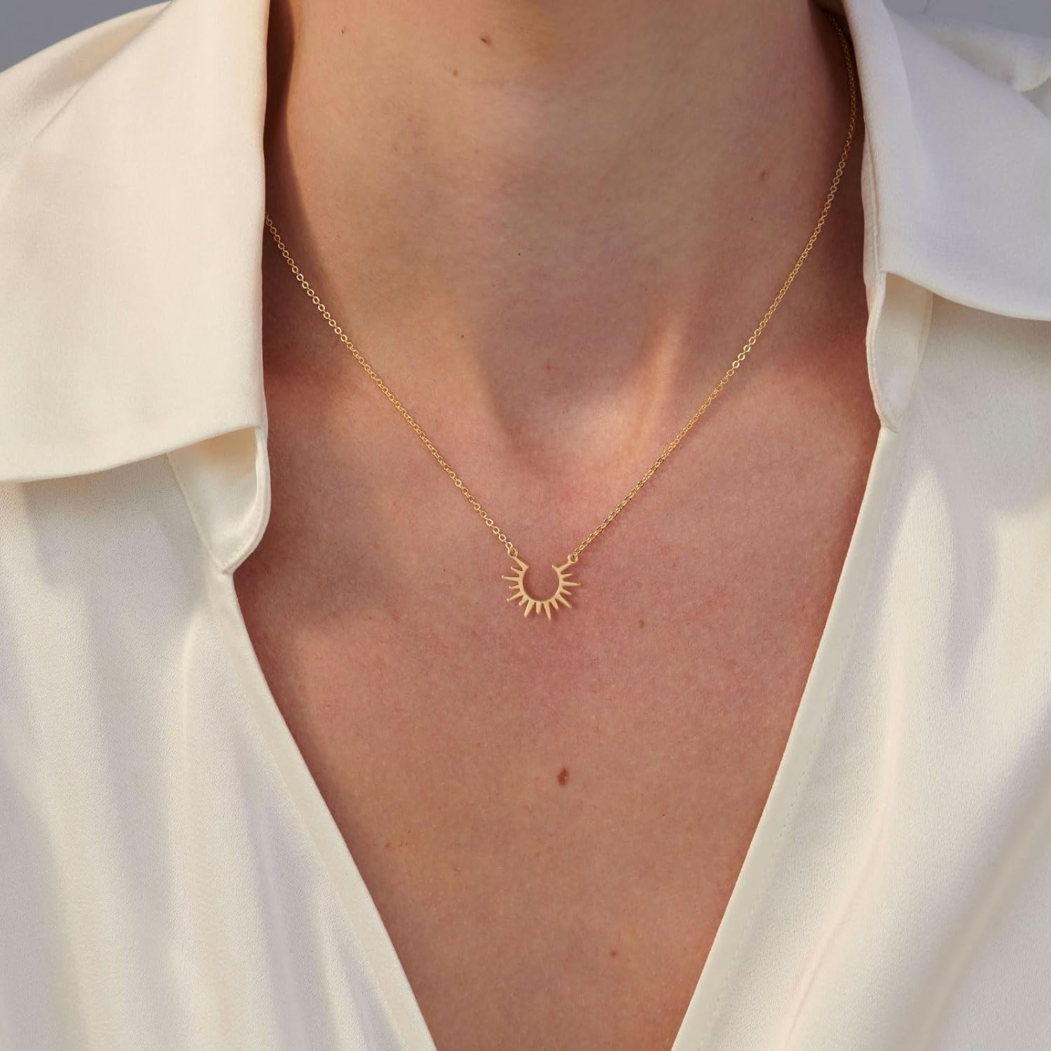 VRIUA Gold Necklace for Women - 14K Gold Plated Dainty Italian Horn Star of David Butterfly Bow Sun Lotus Volleyball Baseball Cowboy Boots Necklace Jewelry Everyday for Women
