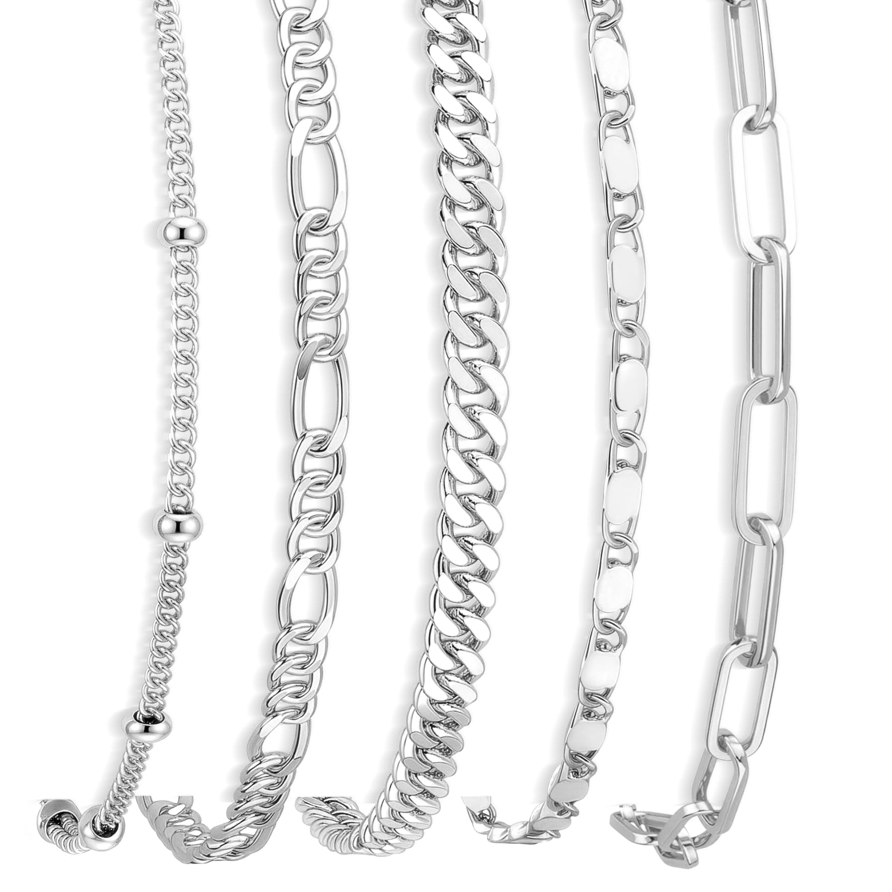 Gokeey Gold Bracelets Set for Women Non Tarnish Trendy,14K Gold Plated Dainty Stackable Paperclip Cuban Link Chain Bracelets, Simple Cute Cuff Bracelets Jewelry Set Adjustable 7"+2"