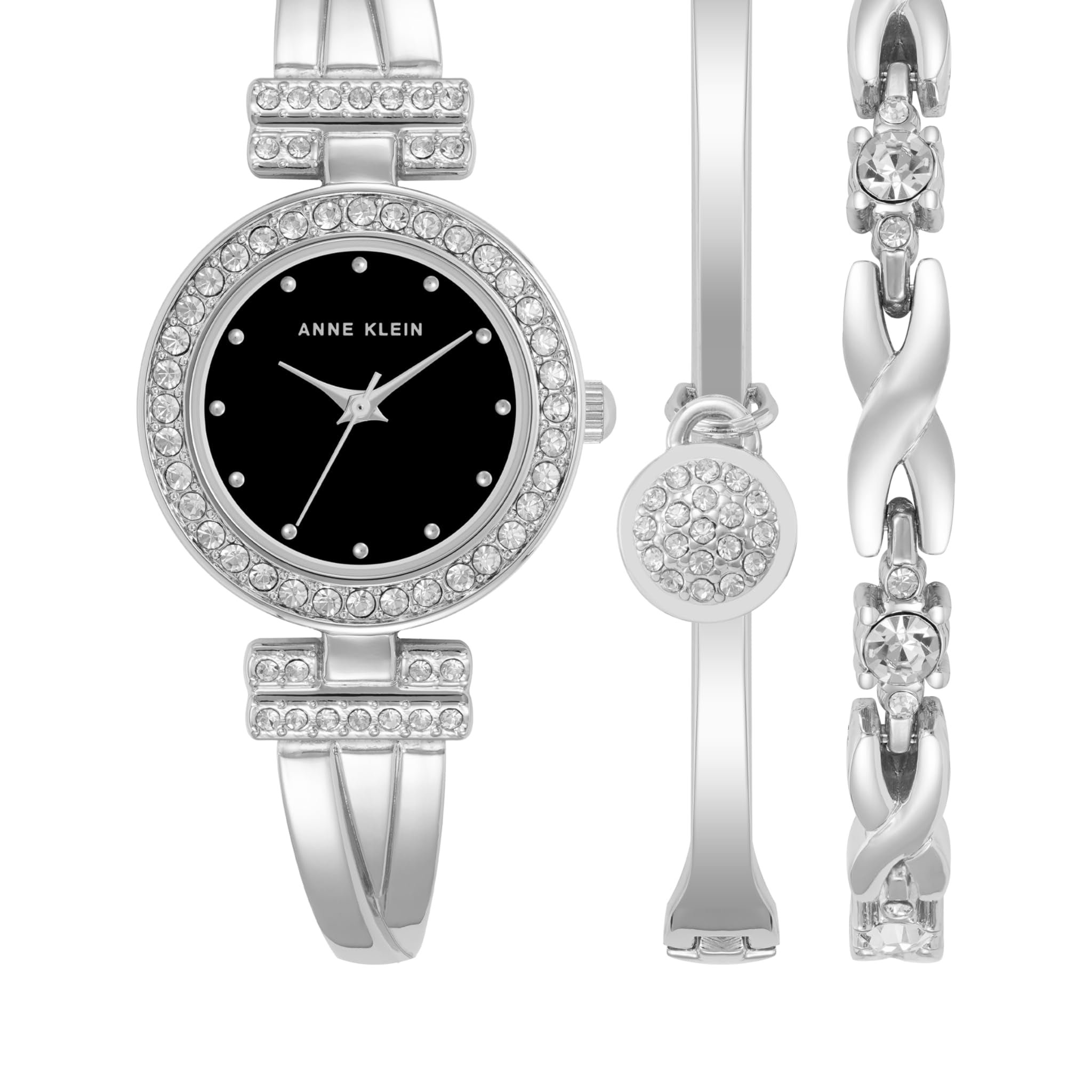 Anne Klein Women's Premium Crystal Accented Bangle Watch and Bracelet Set