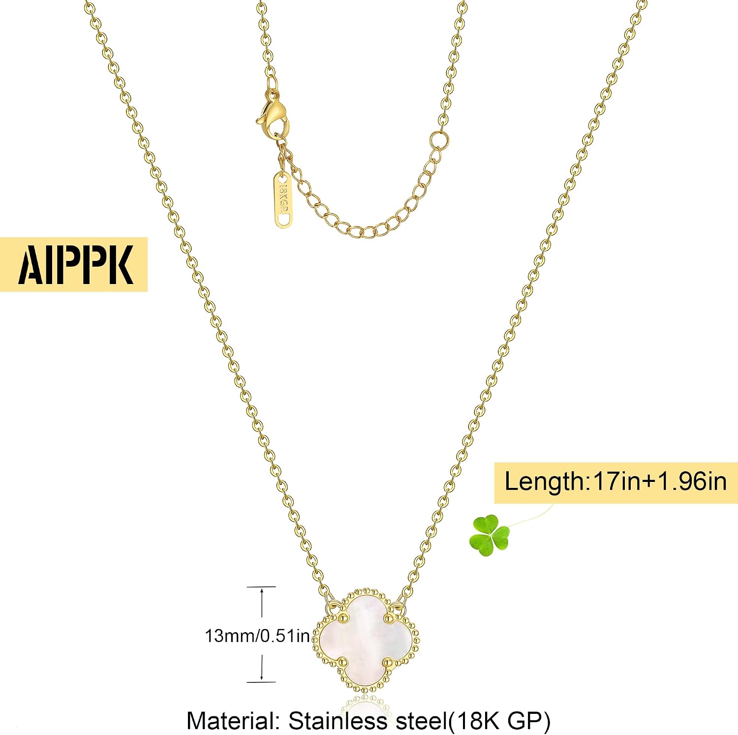 AIPPK Clover Pendant Necklace 18K Gold Plated Four Leaf Clover Necklaces Lucky Simple Jewelry Gifts for Women