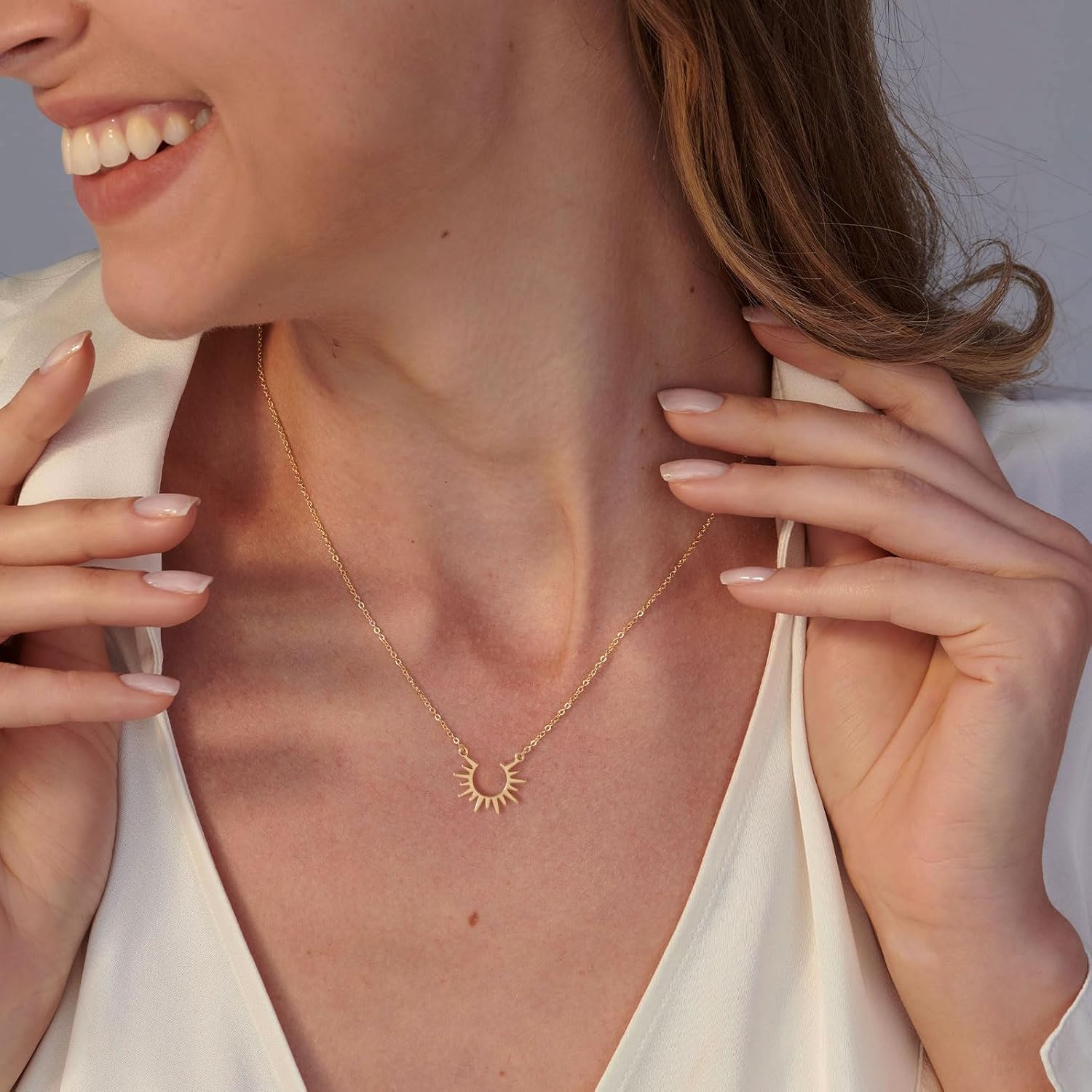VRIUA Gold Necklace for Women - 14K Gold Plated Dainty Italian Horn Star of David Butterfly Bow Sun Lotus Volleyball Baseball Cowboy Boots Necklace Jewelry Everyday for Women