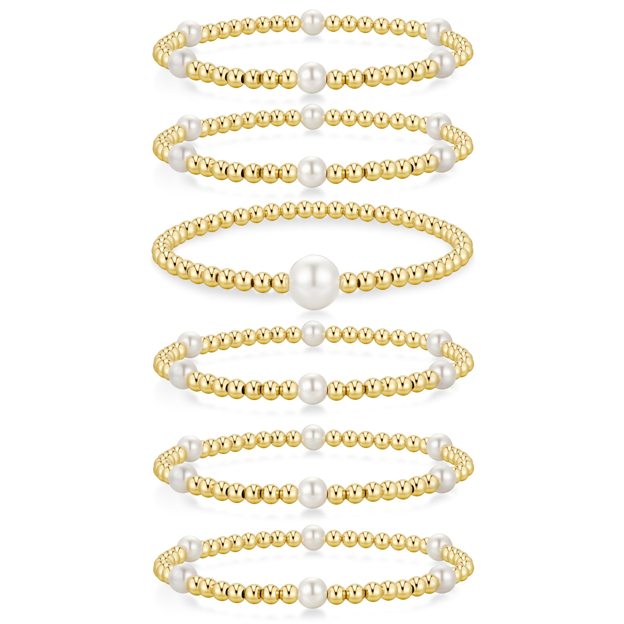 Yoosteel Gold Beaded Bracelets Set for Women Teen Girl Gifts Non Tarnish - 14K Gold Plated Dainty Round Beaded Pearl Cross Bracelet Stack for Women Teenage Girls Stackable Jewelry Gifts