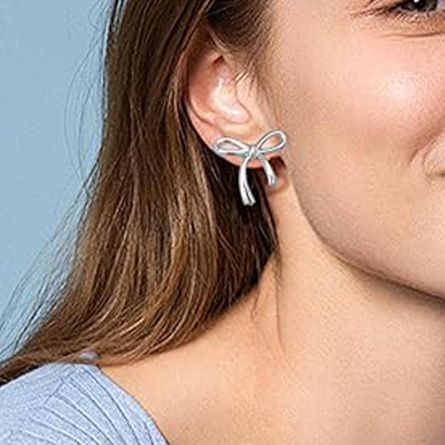 Gold Earrings Necklace for Women Cute Bow Earrings Dainty Bow Necklace Gold Jewelry Set Summer Beach Earring Charm Necklaces Beach Outfits Trendy Jewelry Gifts for Women