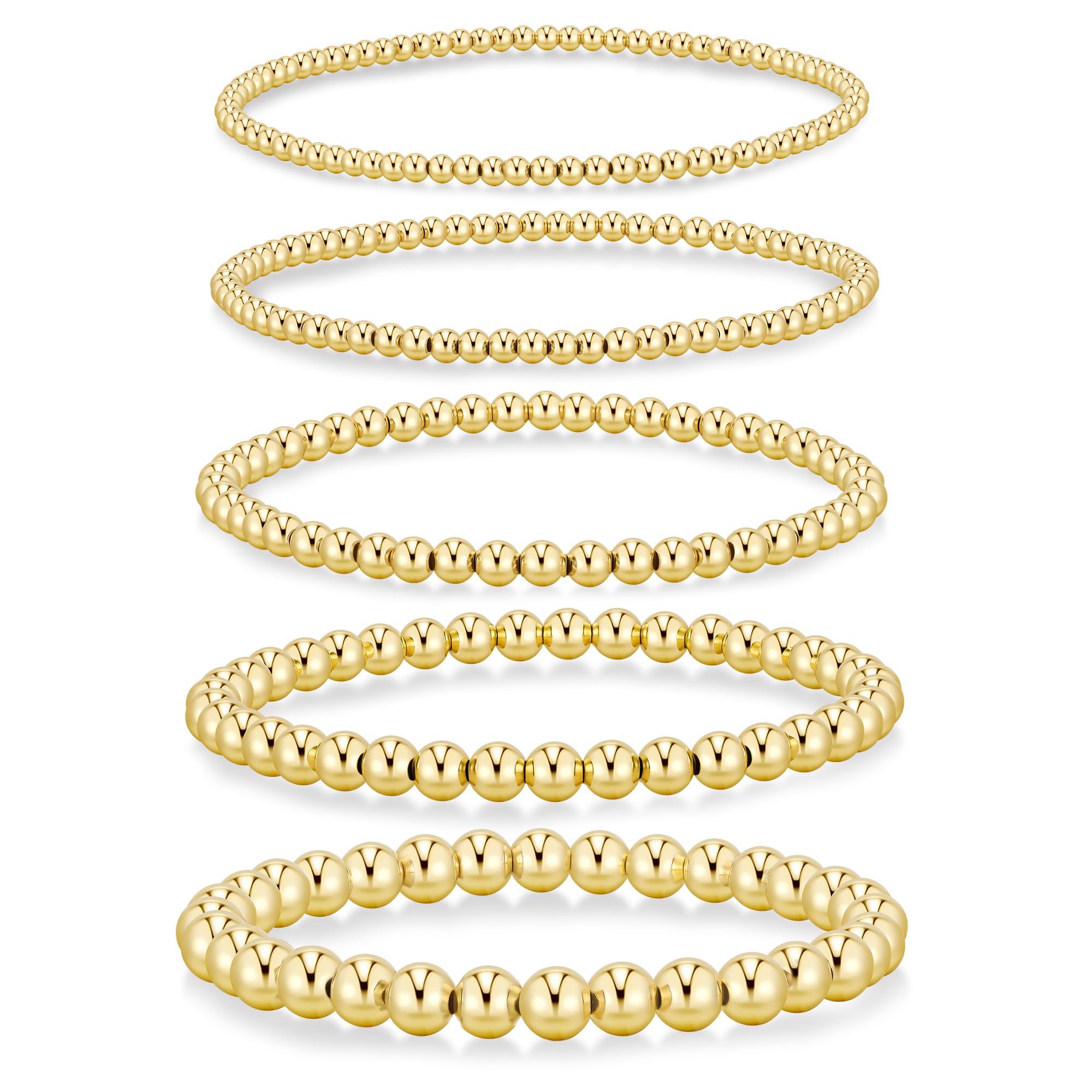 Yoosteel Gold Beaded Bracelets Set for Women Teen Girl Gifts Non Tarnish - 14K Gold Plated Dainty Round Beaded Pearl Cross Bracelet Stack for Women Teenage Girls Stackable Jewelry Gifts
