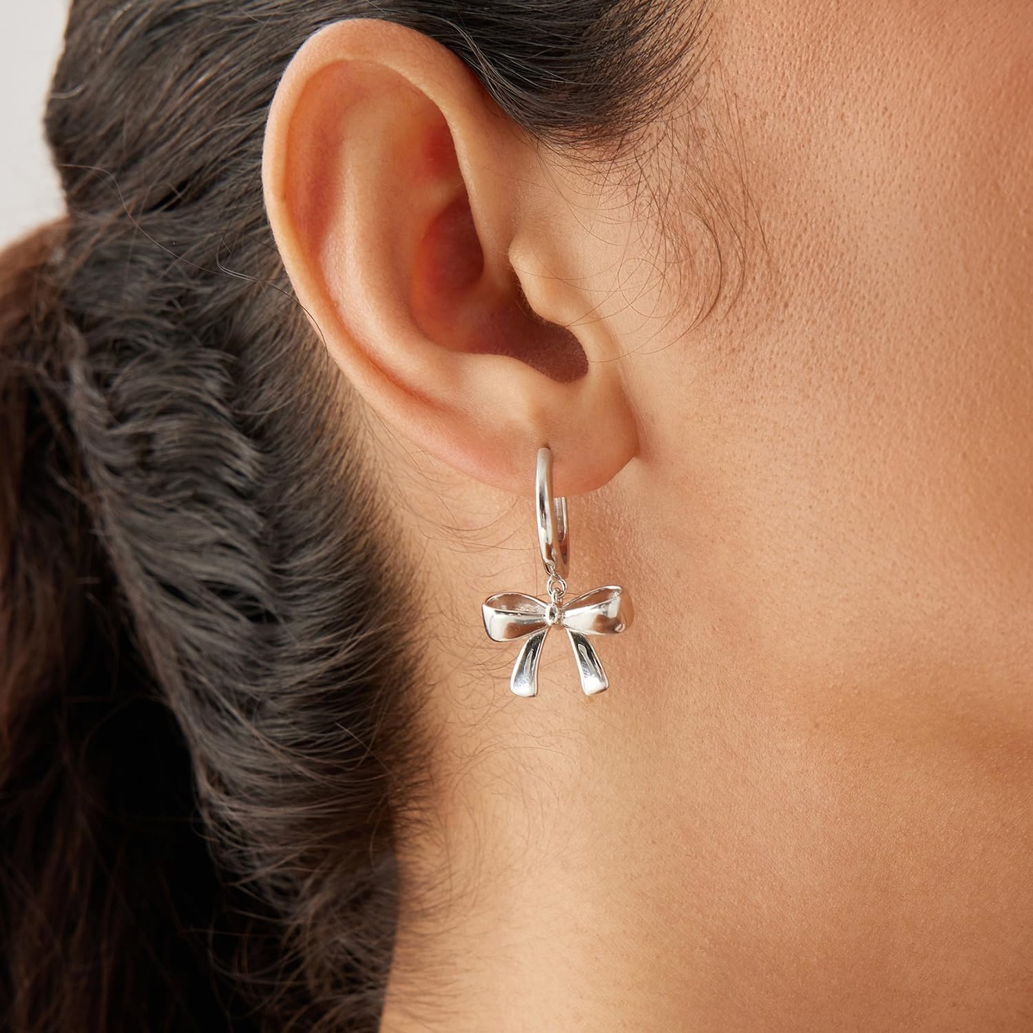 MUNDELL 14K Gold Plated Solid 925 Sterling Silver Post Bow Drop Earrings | Dainty Heart Waterdrop Hypoallergenic Drop Earrings for Women Jewelry Gift