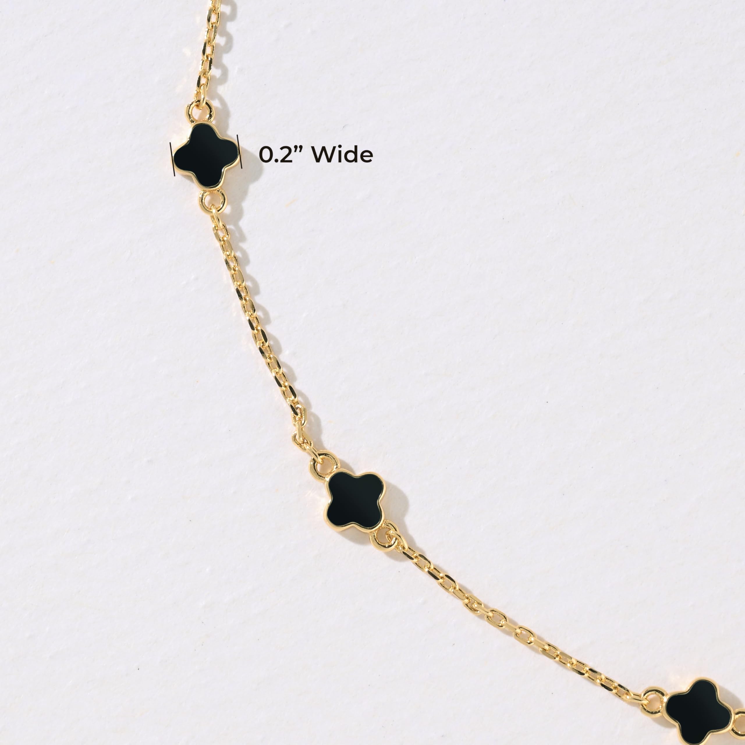Billet-doux 14K Dainty Gold Plated Tiny Clovers Necklace For Women, Colorful Dainty Very Small 4-Leaf Clovers Gold Plated Choker Necklace, Stackable Jewelry Gifts Perfect for Her