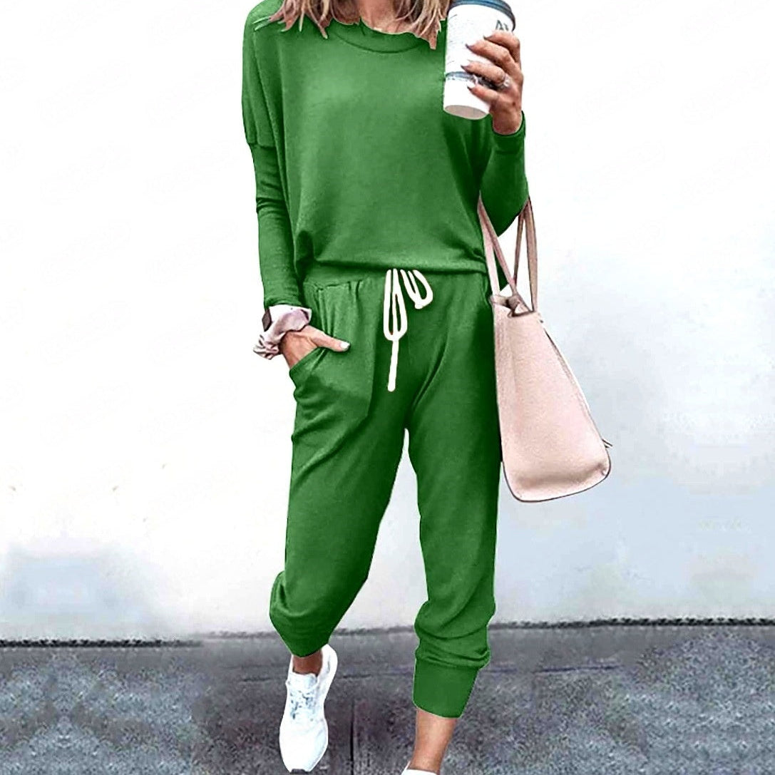 Women's Long Sleeve T-Shirt & Pencil Pants Set – Loose Fit, Striped & Solid