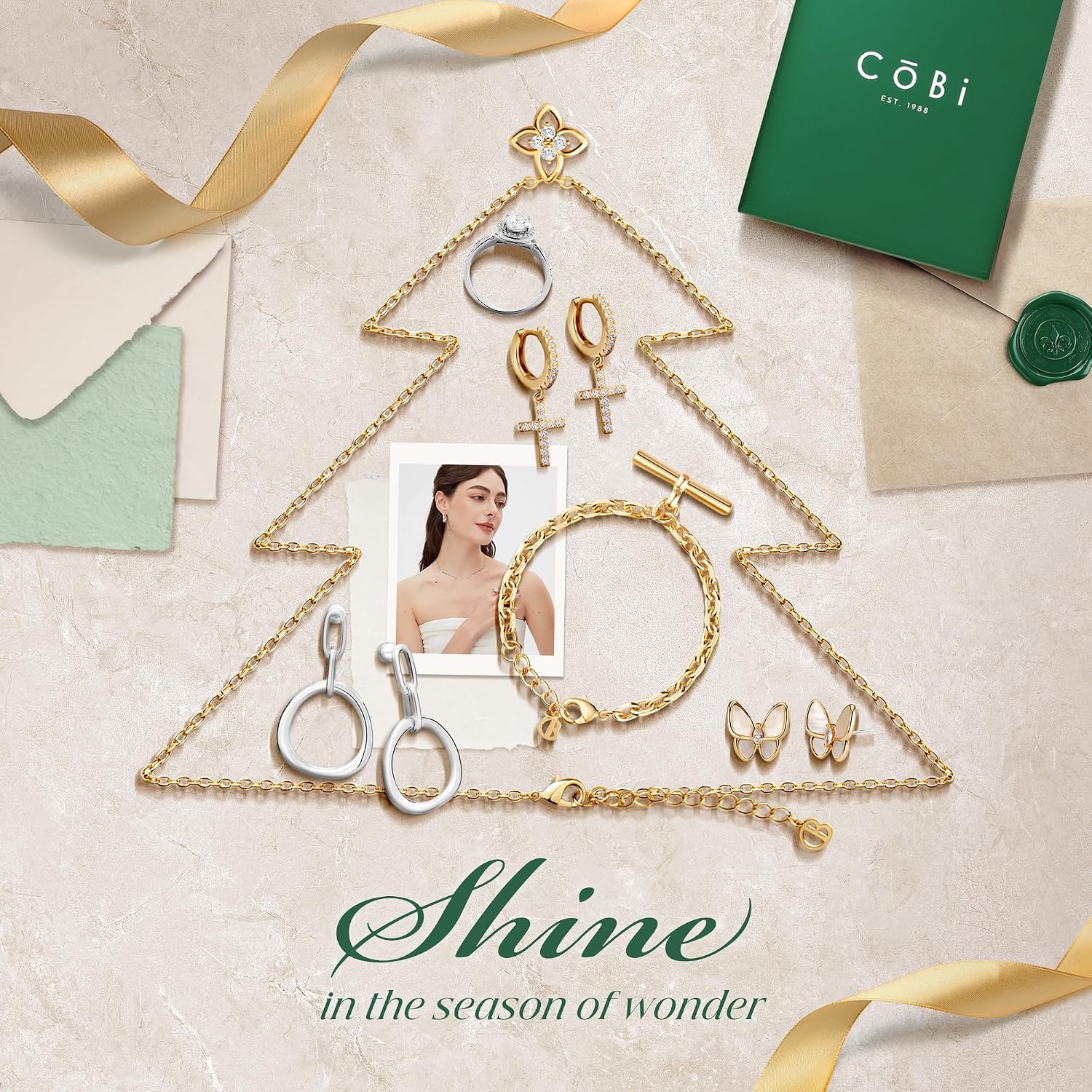 COBI Four Leaf Clover Necklace and Stud Earrings Jewelry Set White Black Green, 18k Gold Plated Clover Earrings Pendant Necklace, Clover Jewelry Set Gifts for Women