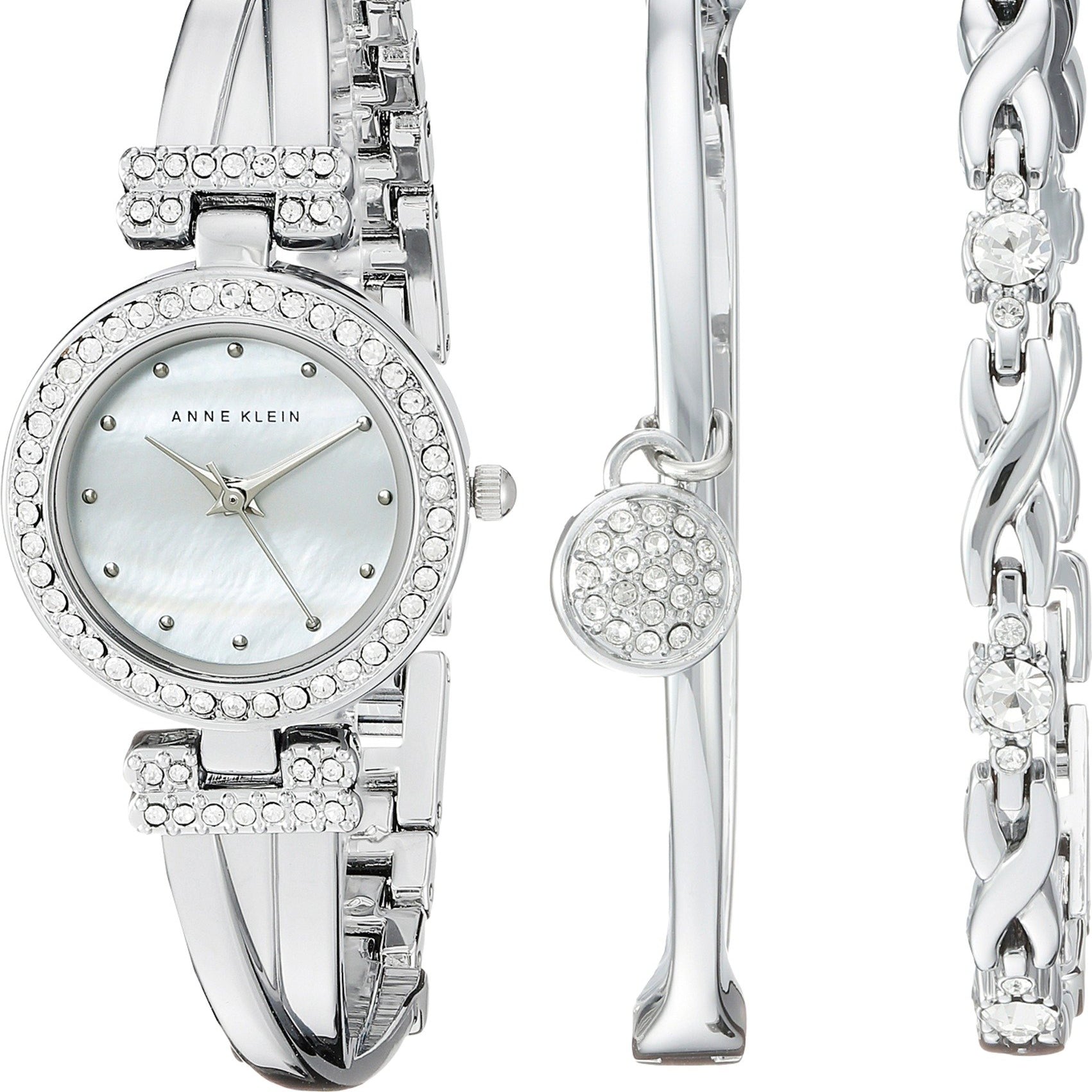 Anne Klein Women's Premium Crystal Accented Bangle Watch and Bracelet Set