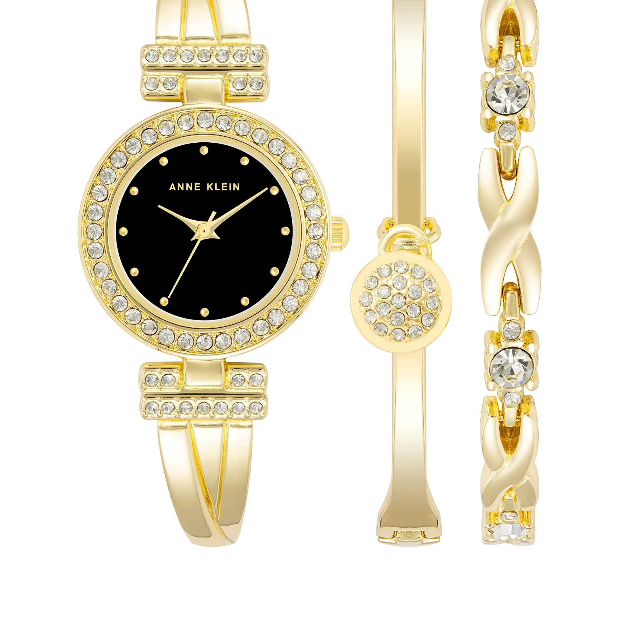 Anne Klein Women's Premium Crystal Accented Bangle Watch and Bracelet Set