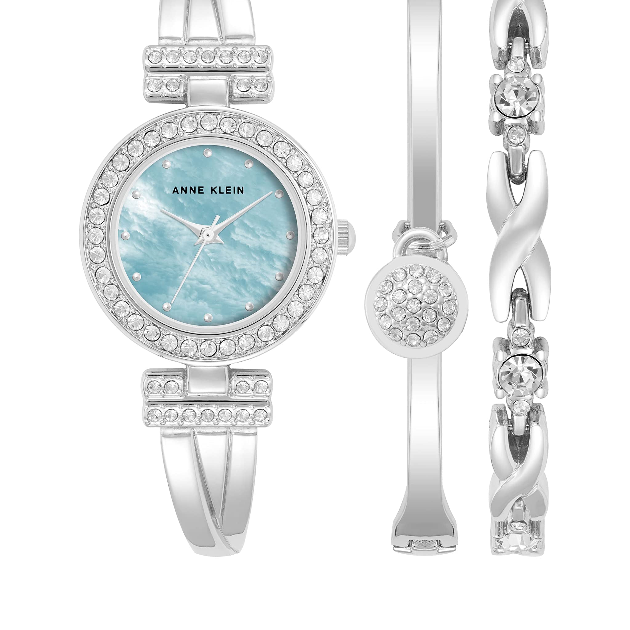 Anne Klein Women's Premium Crystal Accented Bangle Watch and Bracelet Set