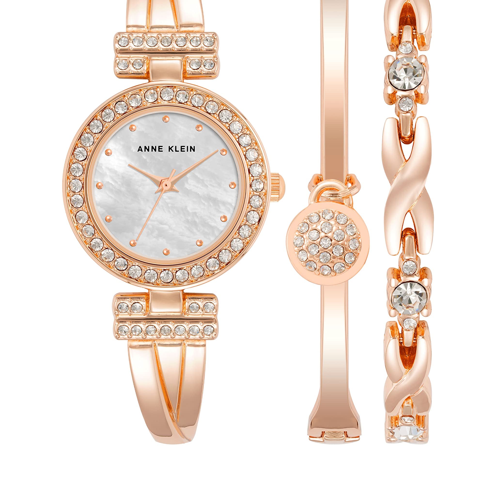 Anne Klein Women's Premium Crystal Accented Bangle Watch and Bracelet Set