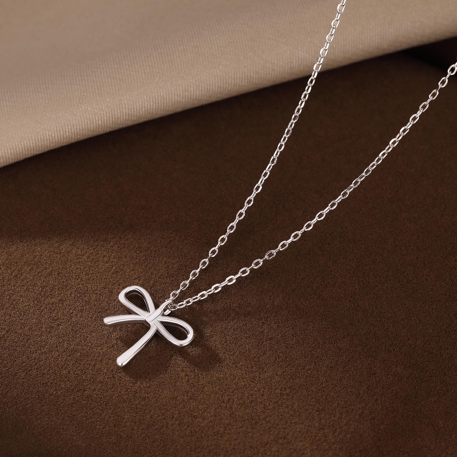 SLUYNZ Solid 925 Sterling Silver Bow Choker Necklace for Women Teens Simple Bowknot Pendant Necklace