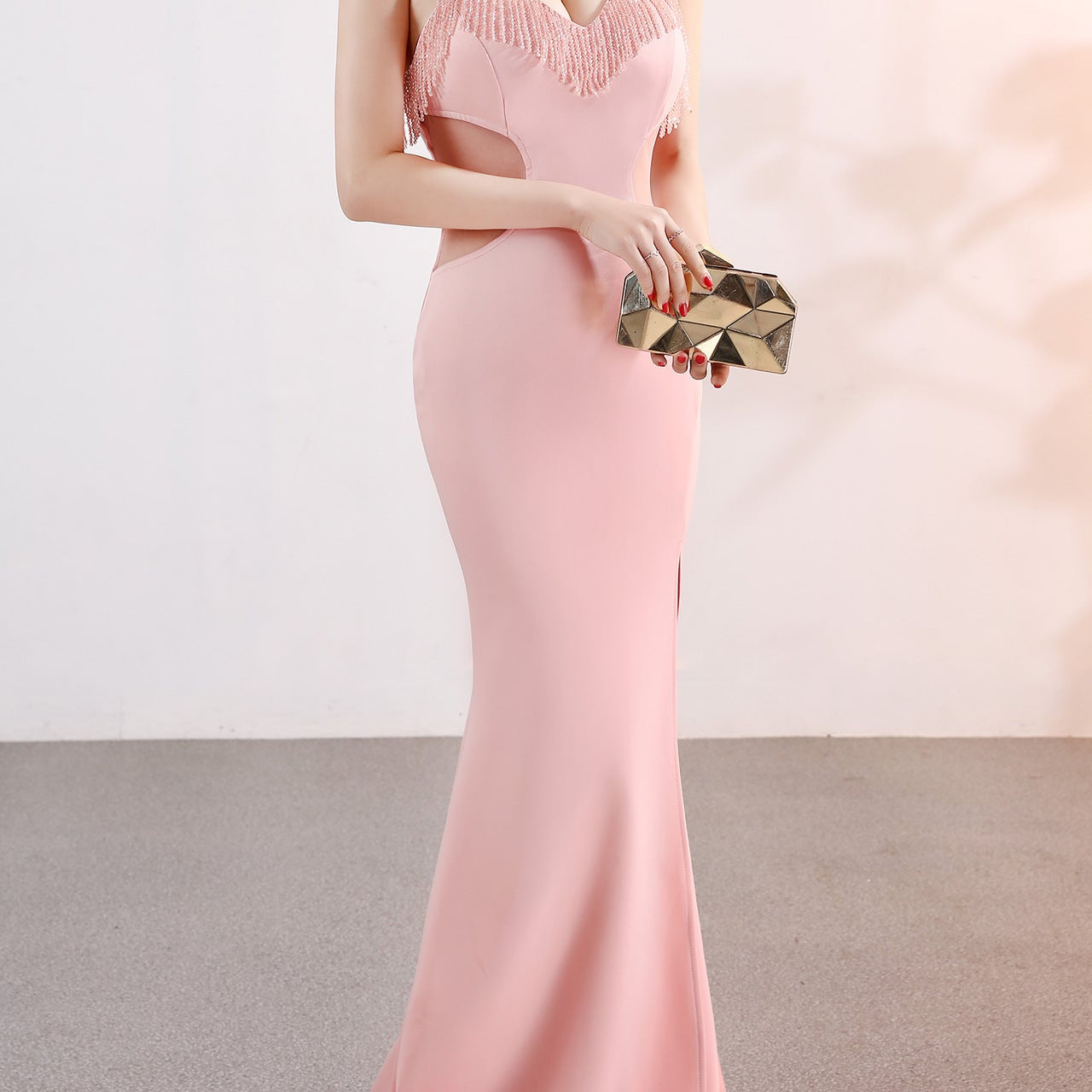 Sling Deep V Plunge Evening Party Dress Long Sexy Slim Fit Slit Nightclub Performance Socialite Evening Dress