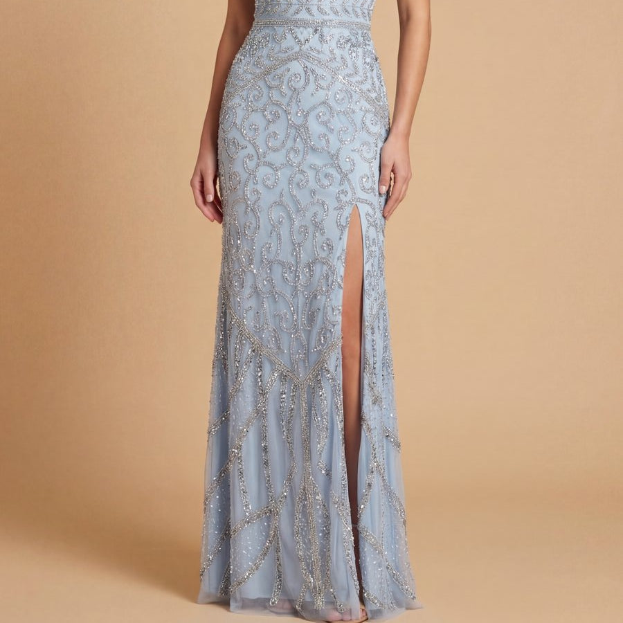 Embellished Gown with Slit And Low Back