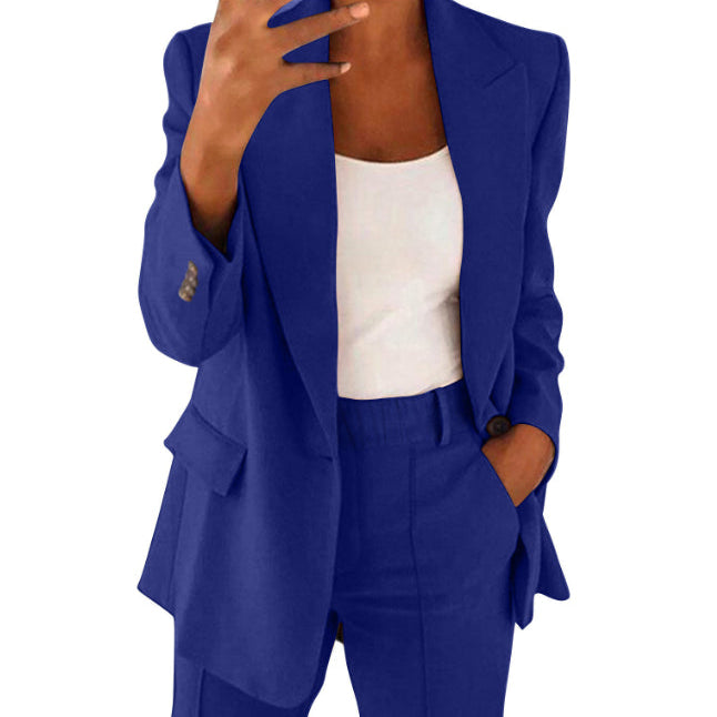 Lapel Blazer & Slim-Fit Trousers Two-Piece Suit – 10 Colors XS–5XL