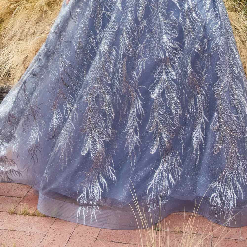 Andrea & Leo A1174 Shimmer Leaf Motif Ball Gown with Matching Shawl