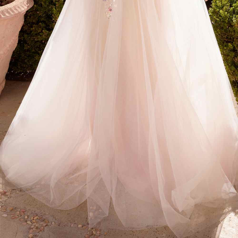 Andrea & Leo A1288 Long A-Line Dress Multicolored Floral Embellishments