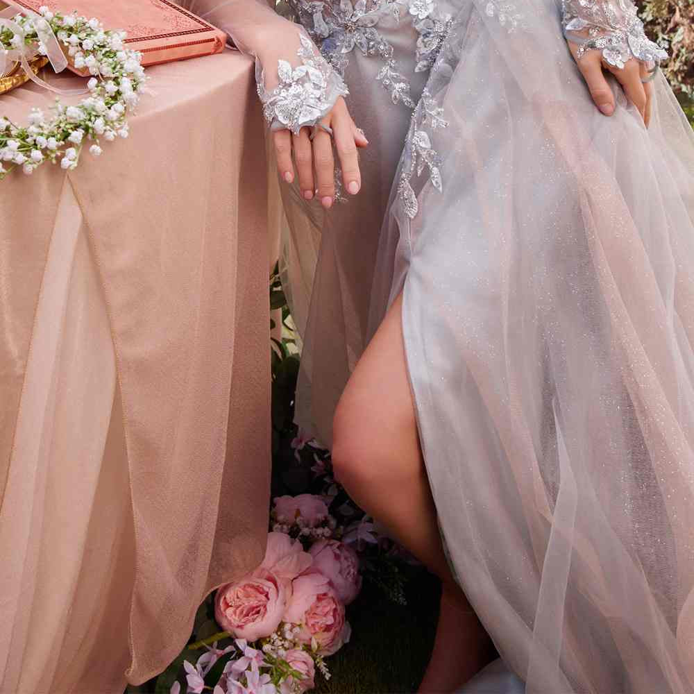 Andrea & Leo A1303 Long Strapless A-Line Glitter Tulle Gown