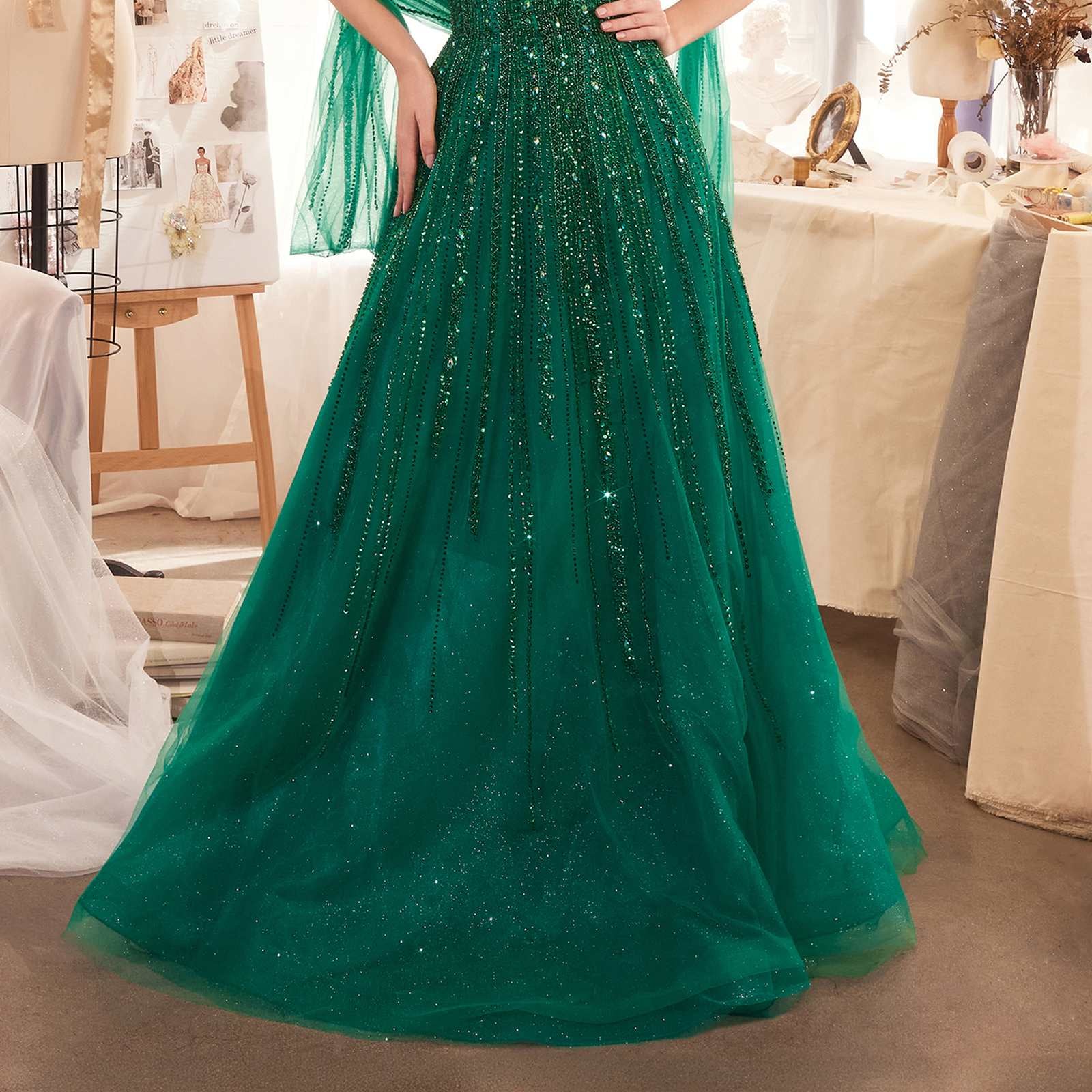 Andrea & Leo A1369 Dress Strapless A-Line Ombre Beaded Gown