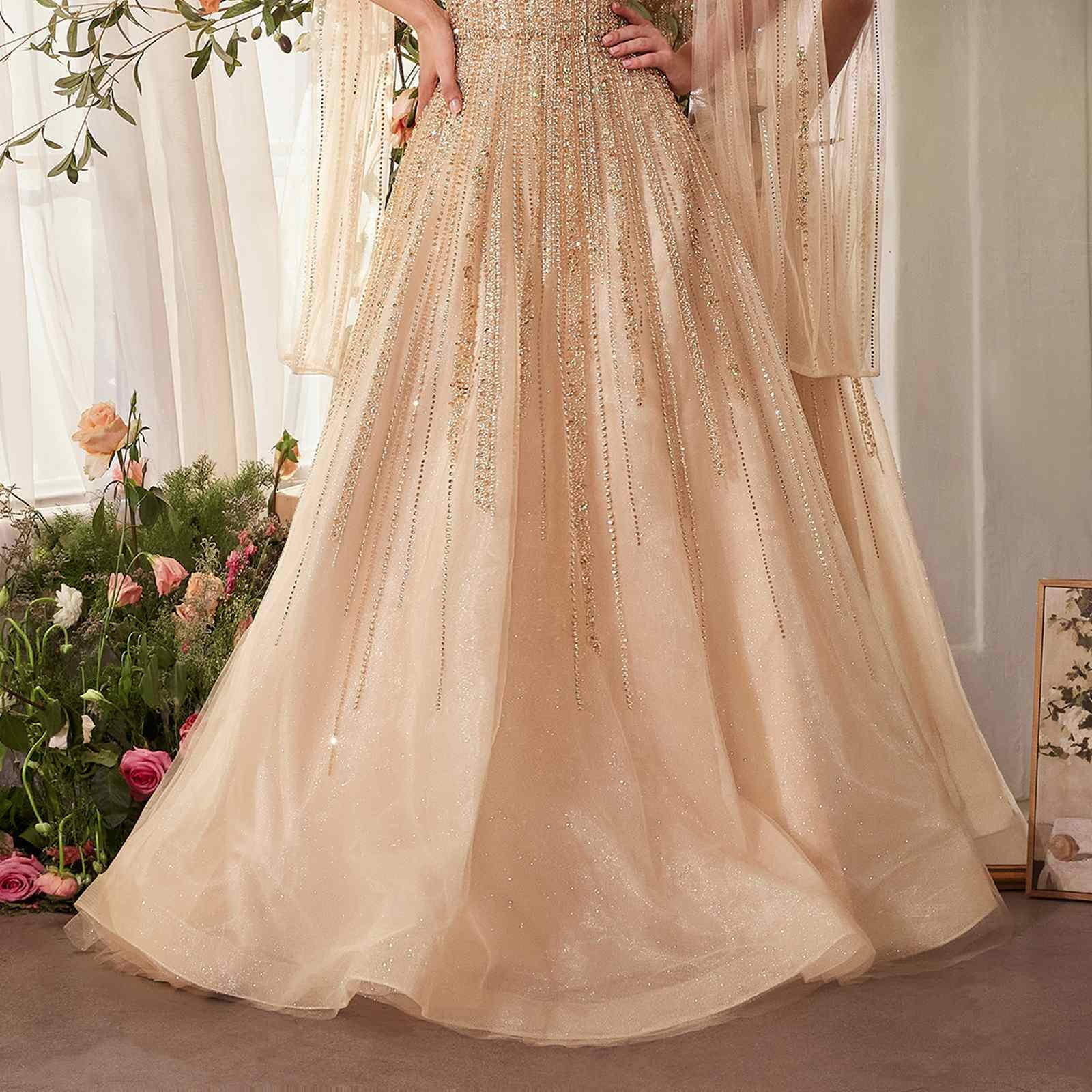 Andrea & Leo A1369 Dress Strapless A-Line Ombre Beaded Gown